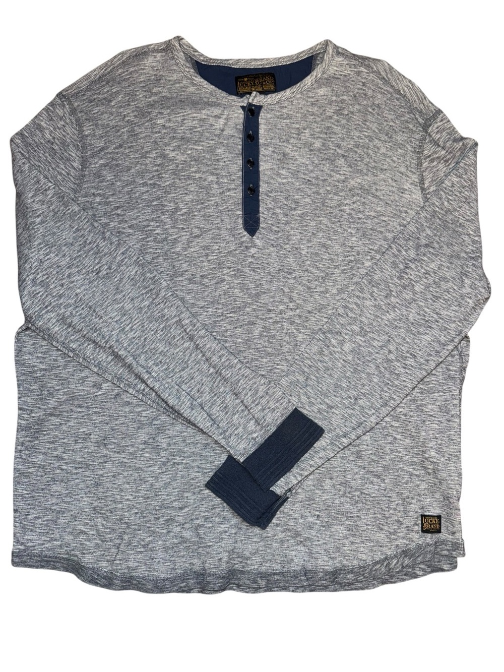 Lucky Brand Men’s XXL Gray Heather Long Sleeve Henley Shirt Cotton